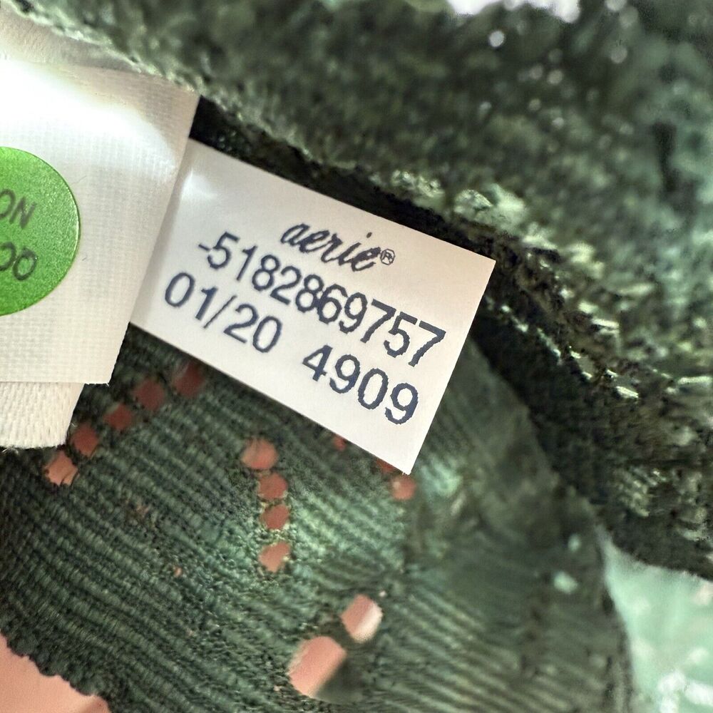Aerie Real Happy Wireless Bra Green Lace Trim Size 34A - Picture 7 of 7